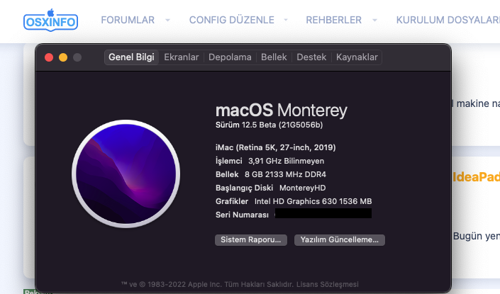 macOs Monterey 12.5 ilk Beta paylaşıldı - osxinfo.net: Hackintosh ...