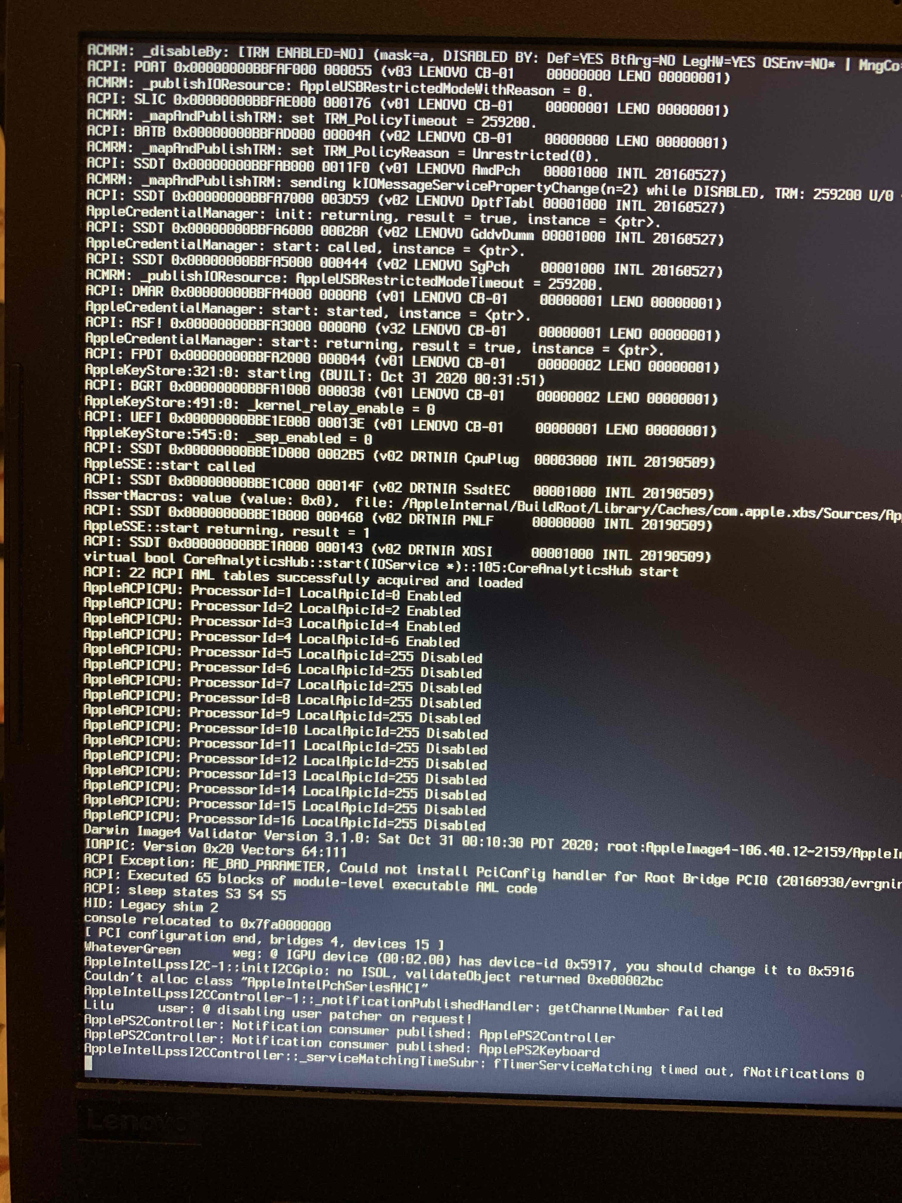 ÇÖZÜLDÜ - Lenovo 330-15IKB Big Sur Kurulum Sorunu - osxinfo.net ...